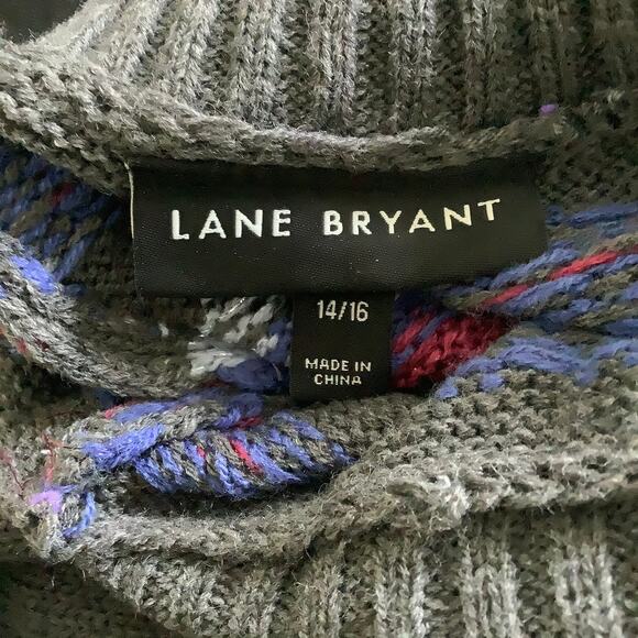 Lane Bryant Fair Isle Heather Gray L/S Mock Turtleneck Sweater Dress 14/16 NWOT - Picture 7 of 11